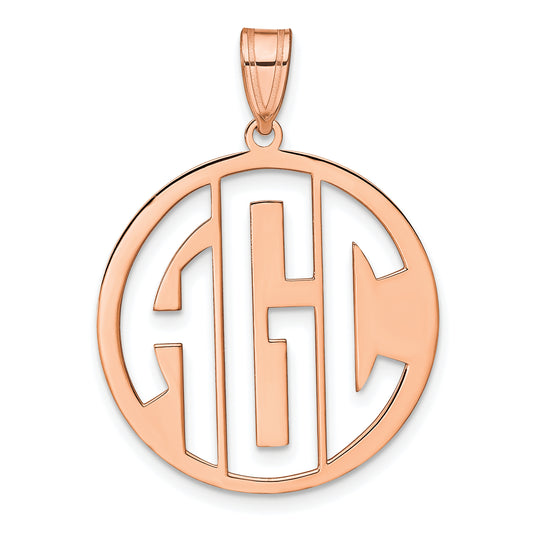 14K Rose Gold Round Cut Out Monogram Pendant