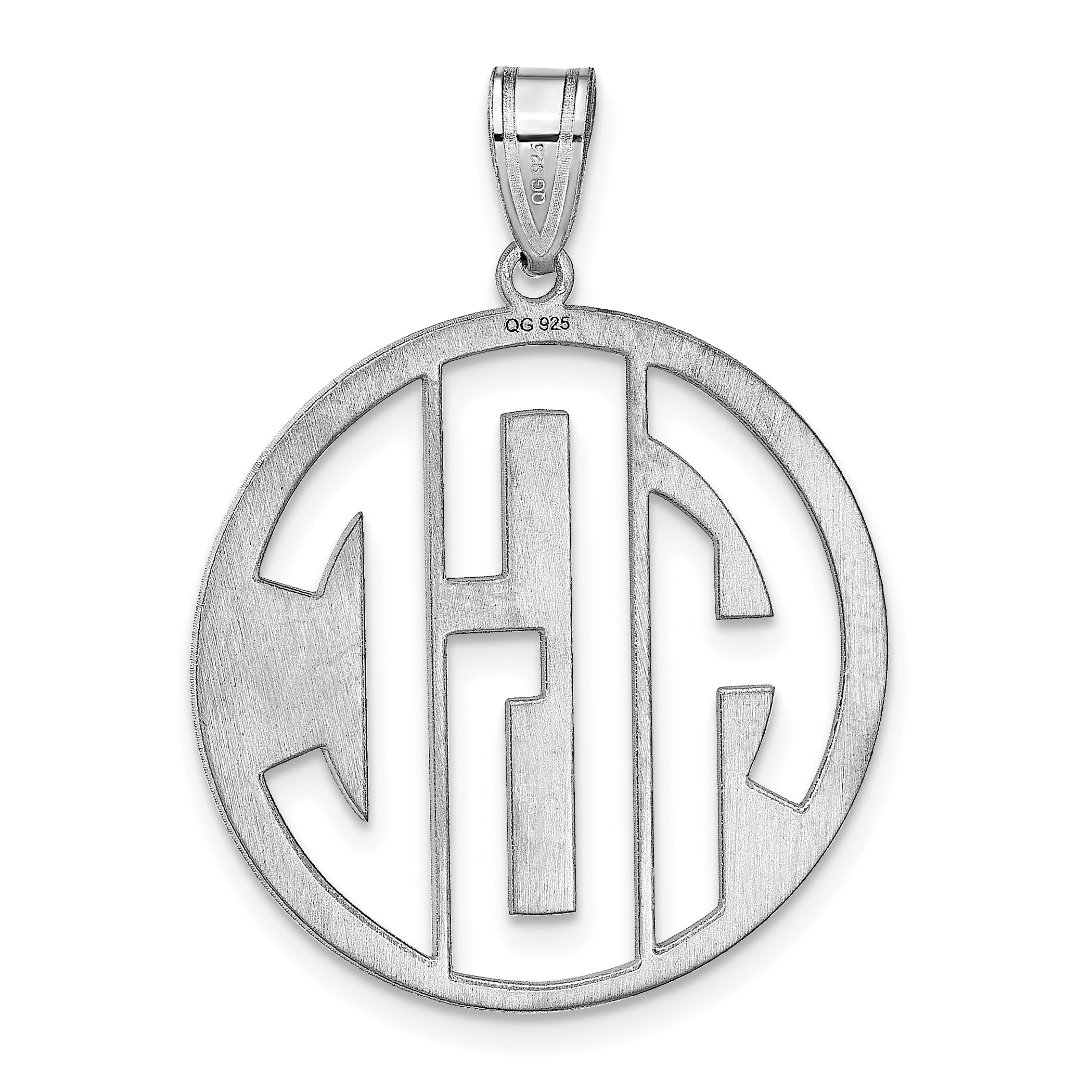 14K White Gold Round Cut Out Monogram Pendant