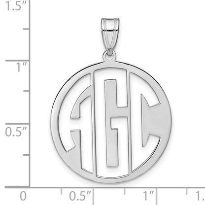 14K White Gold Round Cut Out Monogram Pendant