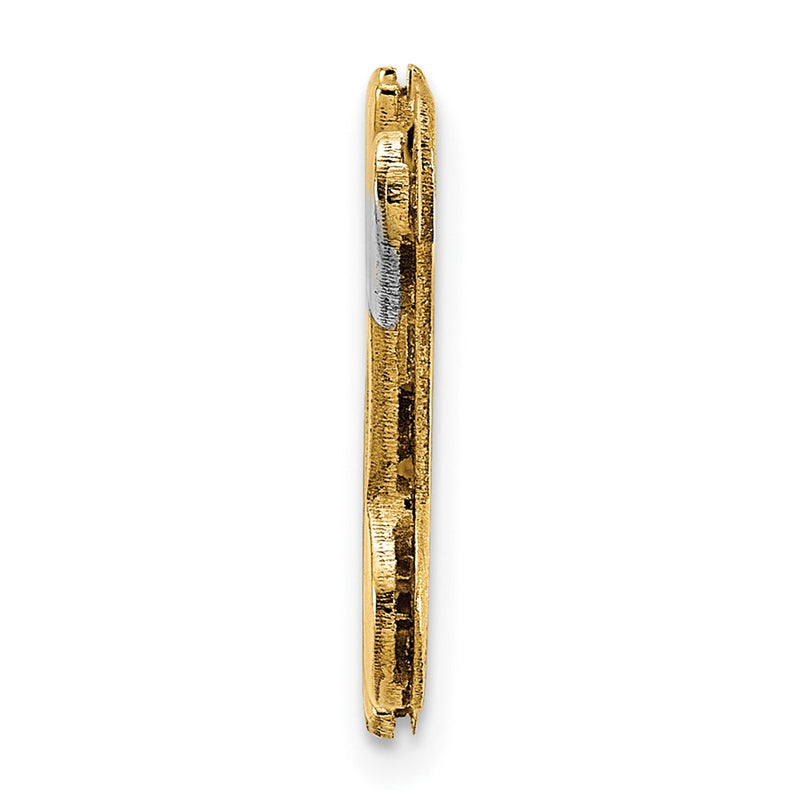 14K Yellow & Rhodium Gold And 3D Diamond With Hearts Name Plate
