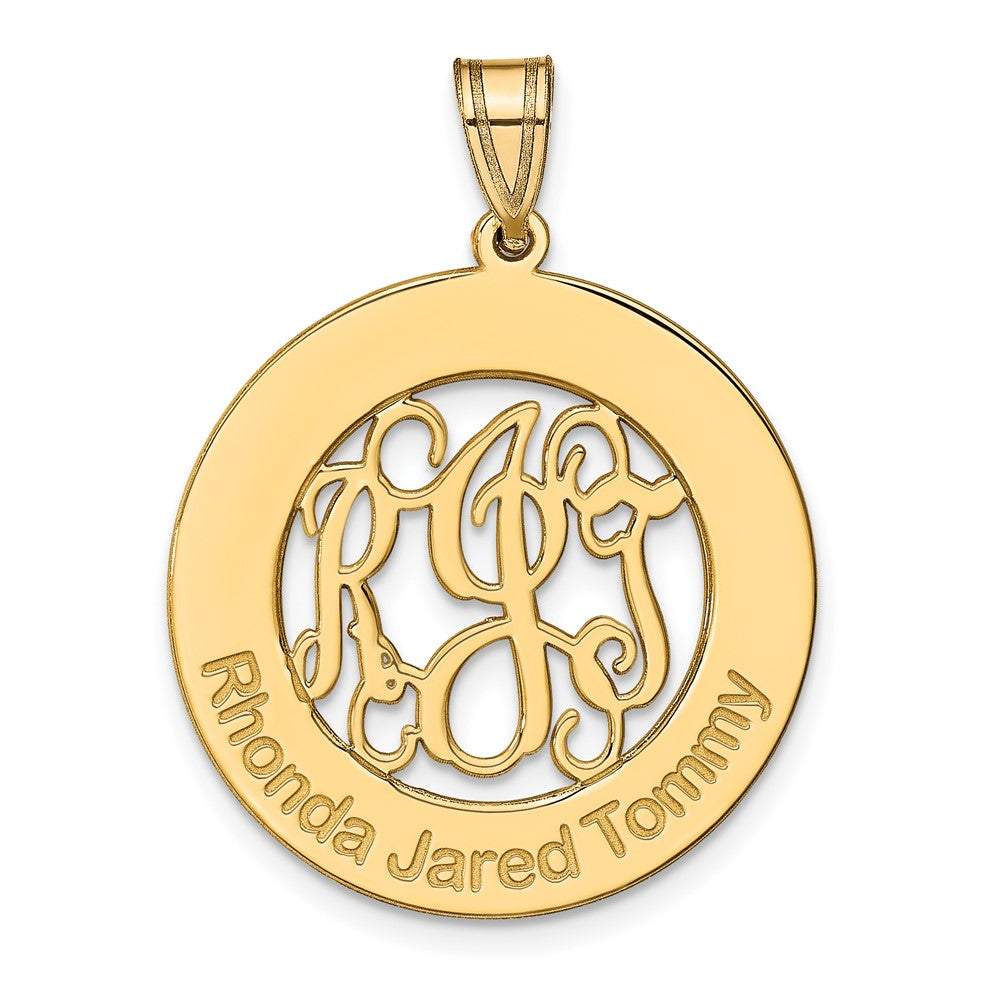 14K Yellow Gold Round Family Monogram Pendant