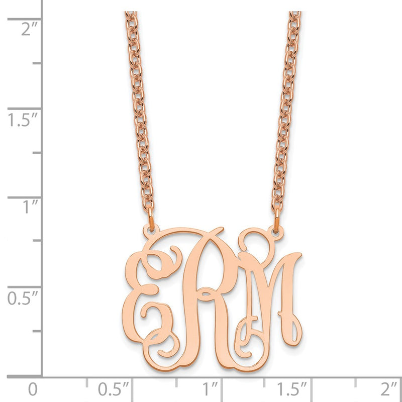 Rose Plated Sterling Silver/Rose Medium Monogram Necklace