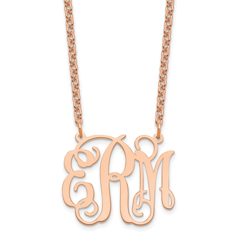 Rose Plated Sterling Silver/Rose Medium Monogram Necklace