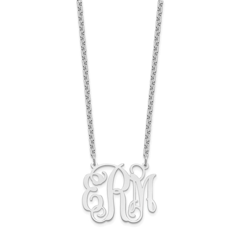 Sterling Silver Silver/Rhodium Plated Medium Monogram Necklace