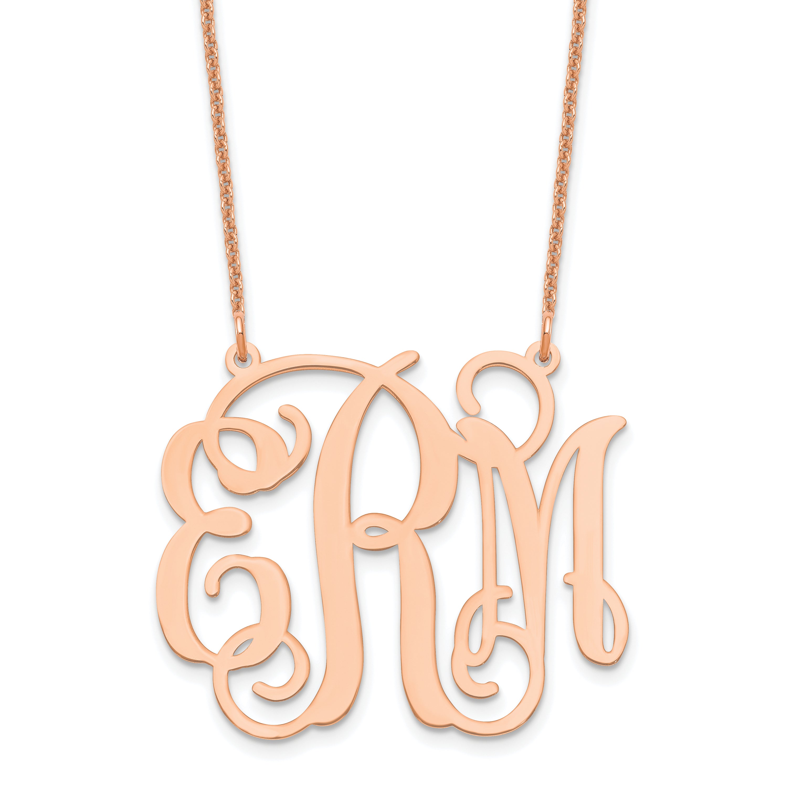 14K Rose Gold Large Monogram Necklace