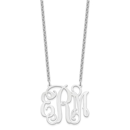 Sterling Silver Silver/Rhodium Plated Large Monogram Necklace