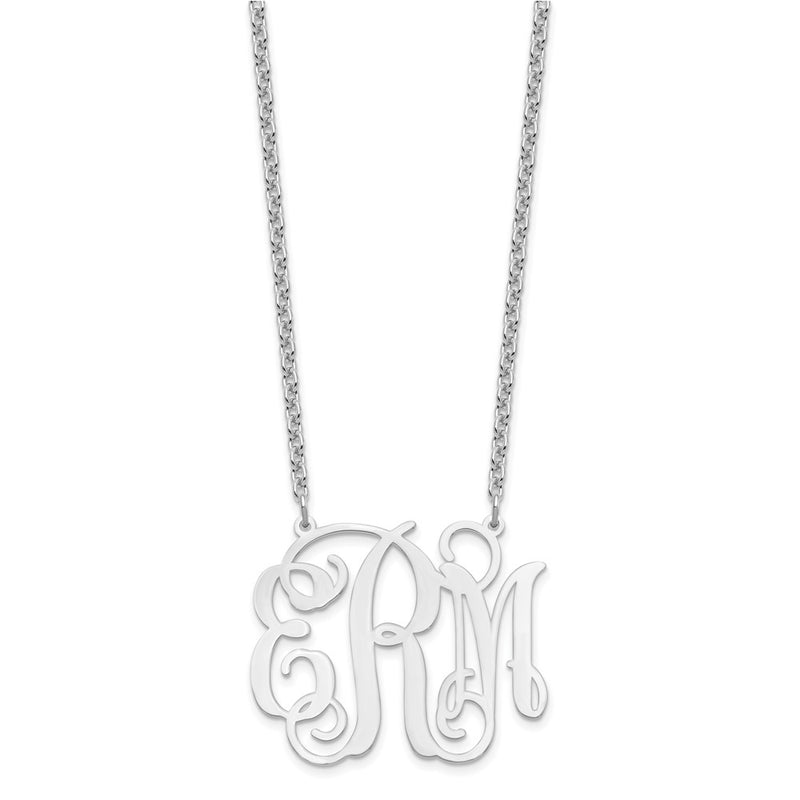 Sterling Silver Silver/Rhodium Plated Large Monogram Necklace