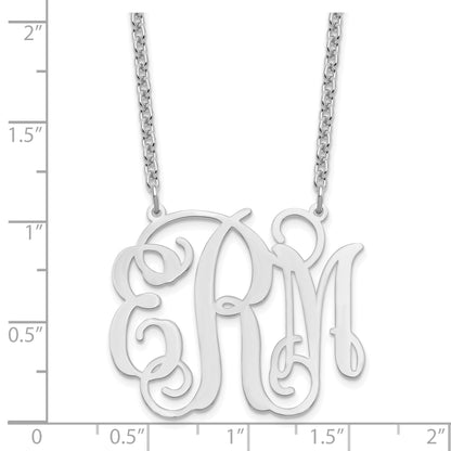 Sterling Silver Silver/Rhodium Plated Large Monogram Necklace