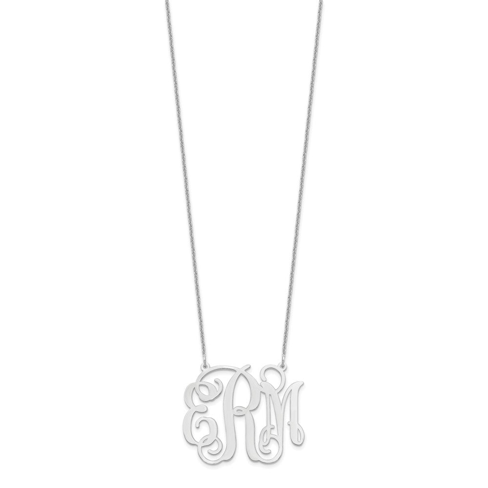 14K White Gold Large Monogram Necklace