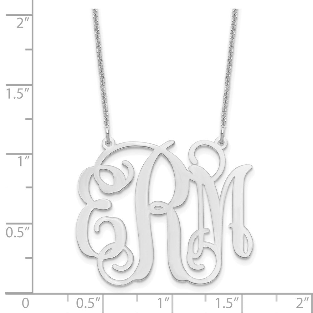 14K White Gold Large Monogram Necklace