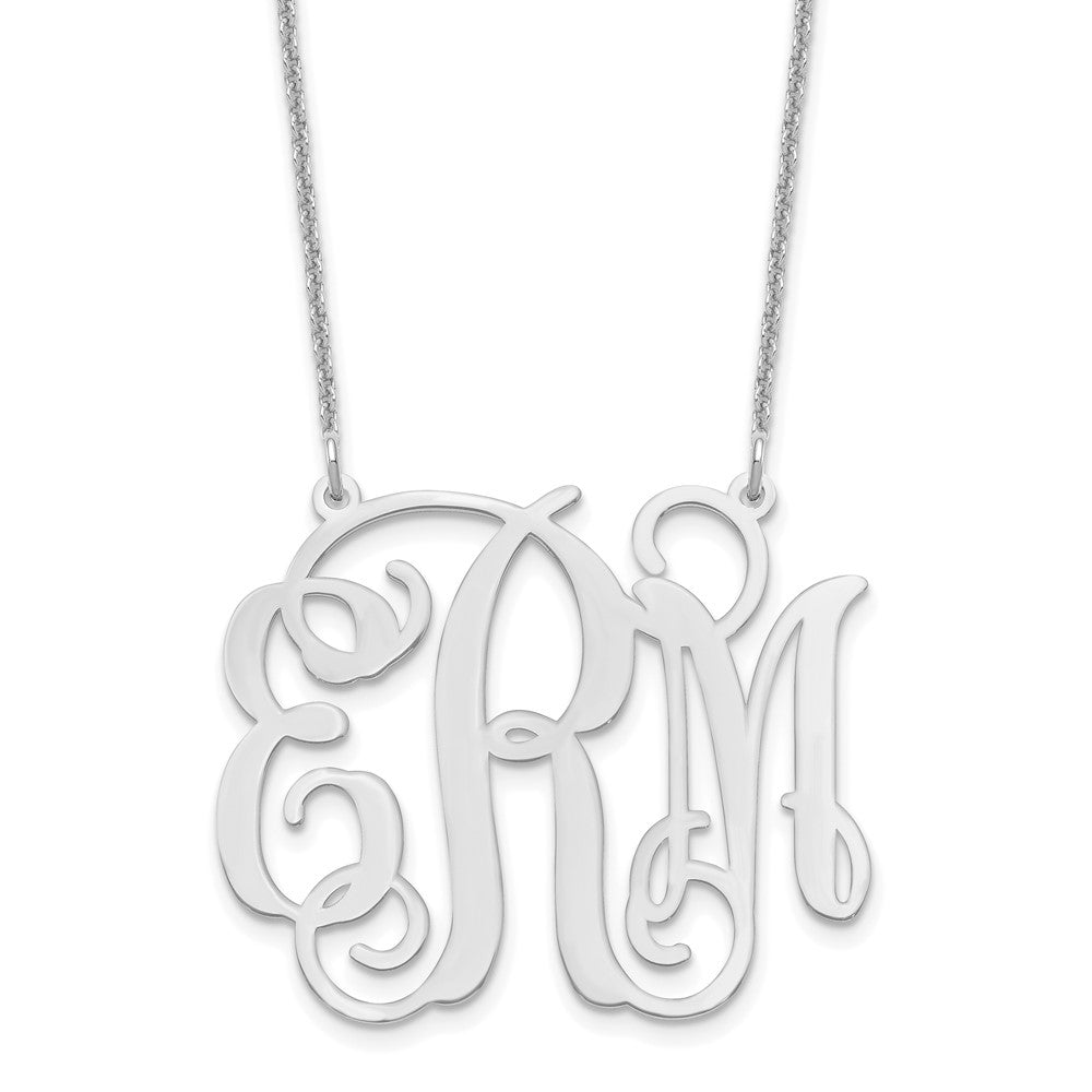 14K White Gold Large Monogram Necklace