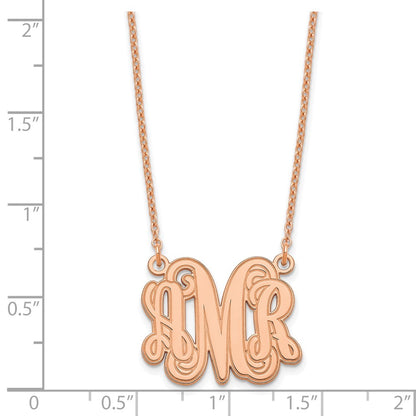 Rose Plated Sterling Silver/Rose Etched Monogram Necklace