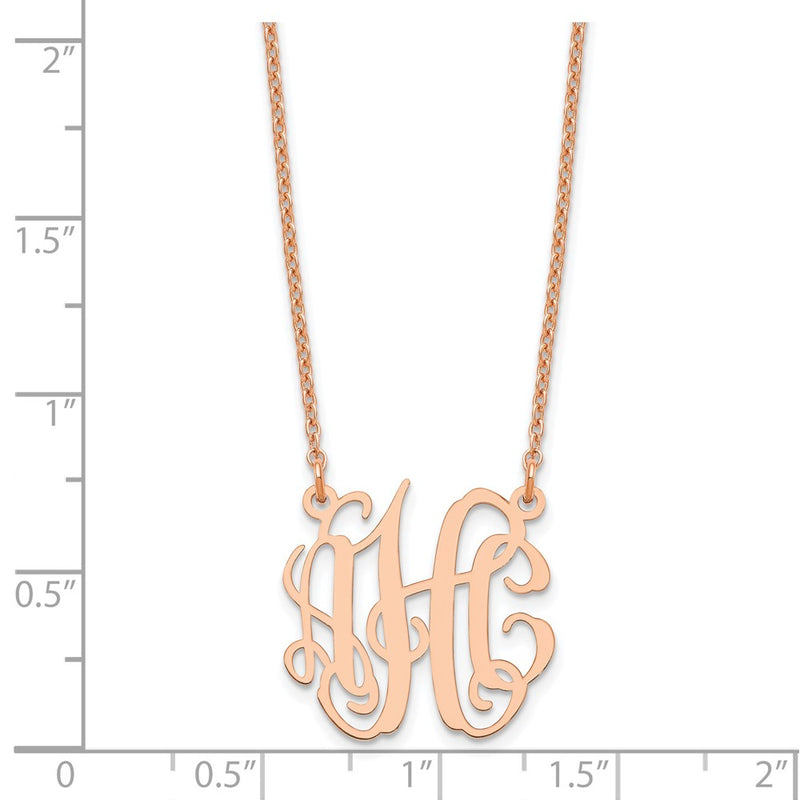 Rose Plated Sterling Silver/Rose Small Monogram Necklace