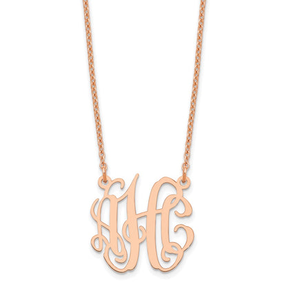 Rose Plated Sterling Silver/Rose Small Monogram Necklace