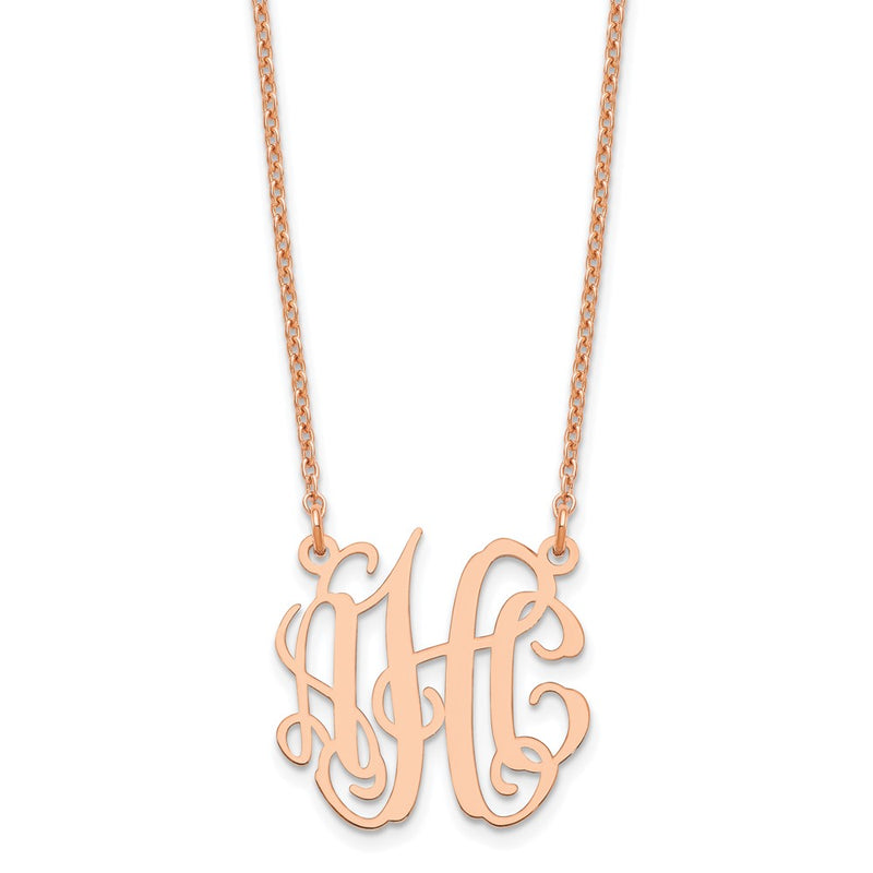 Rose Plated Sterling Silver/Rose Small Monogram Necklace