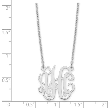 Sterling Silver Silver/Rhodium Plated Small Monogram Necklace