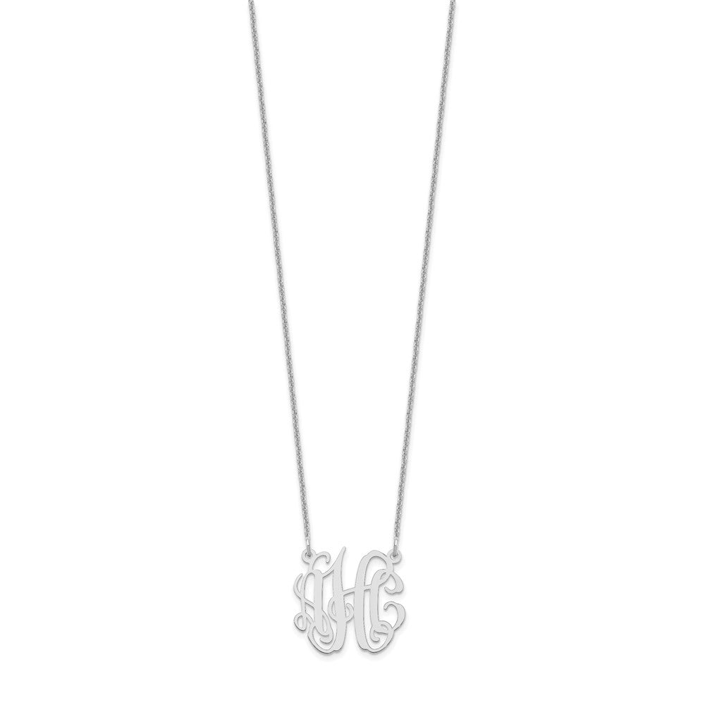 14K White Gold Small Monogram Necklace