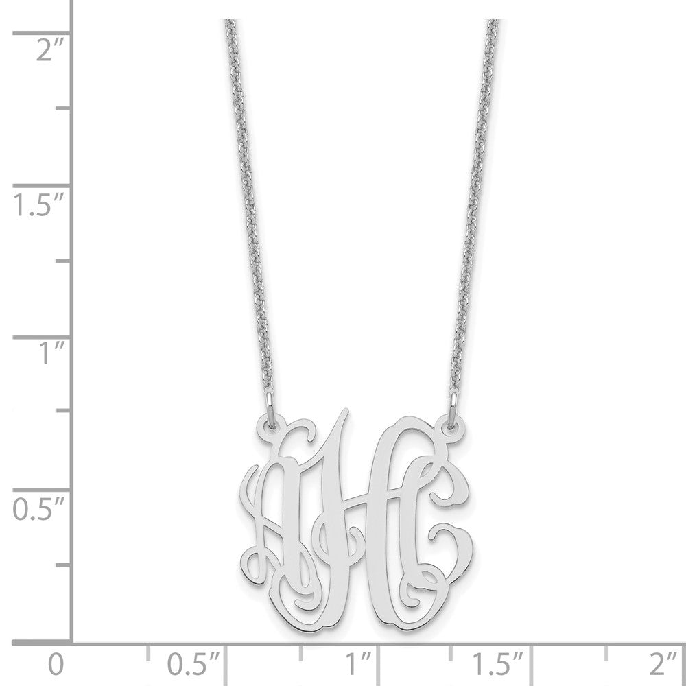 14K White Gold Small Monogram Necklace