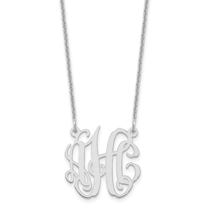 14K White Gold Small Monogram Necklace