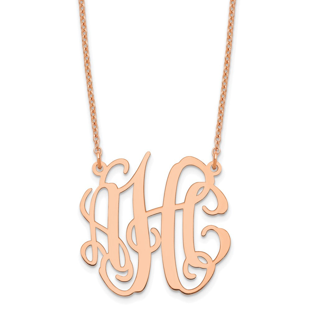 Rose Plated Sterling Silver/Rose Small Monogram Necklace