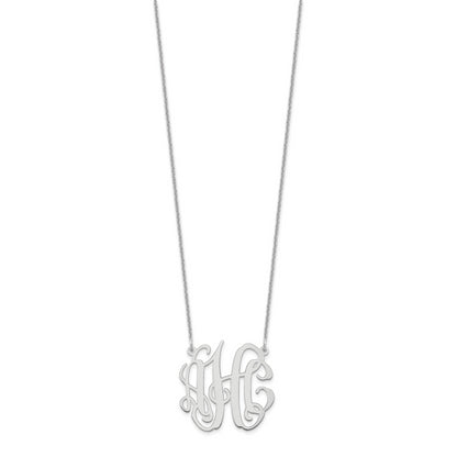 Sterling Silver Silver/Rhodium Plated Small Monogram Necklace