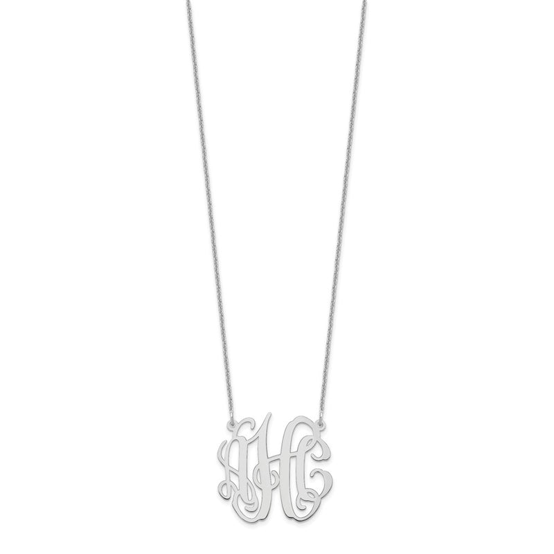 Sterling Silver Silver/Rhodium Plated Small Monogram Necklace