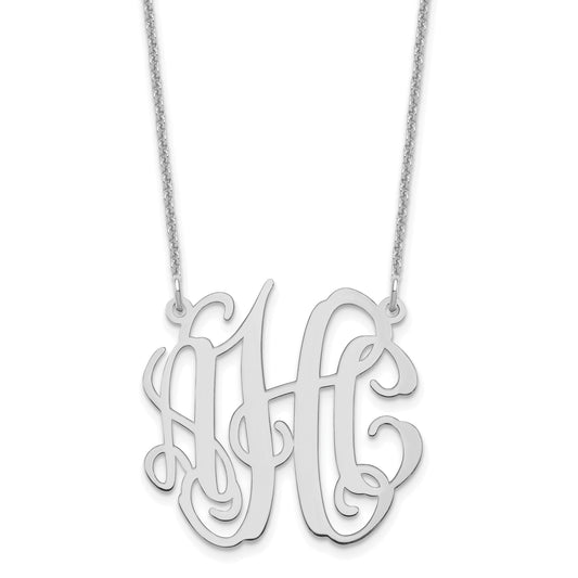 Sterling Silver Silver/Rhodium Plated Small Monogram Necklace