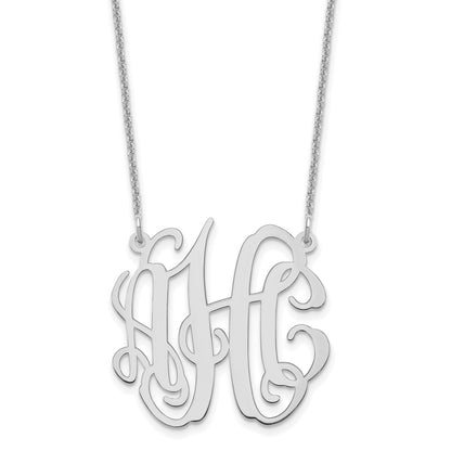 14K White Gold Small Monogram Necklace