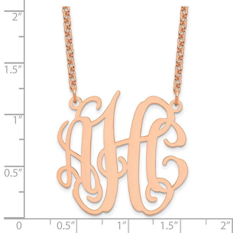 Rose Plated Sterling Silver/Rose Medium Monogram Necklace