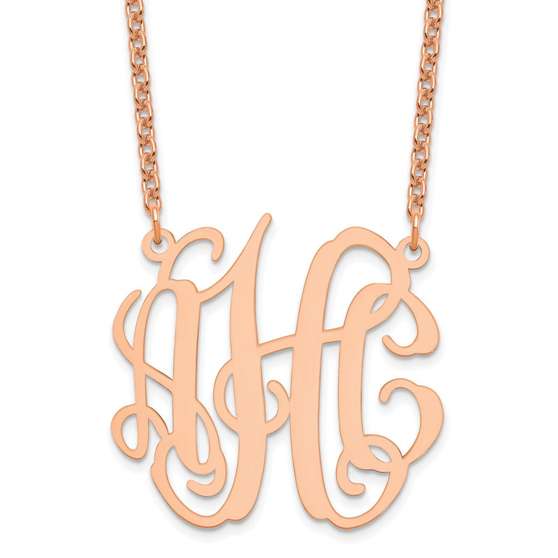 Rose Plated Sterling Silver/Rose Medium Monogram Necklace