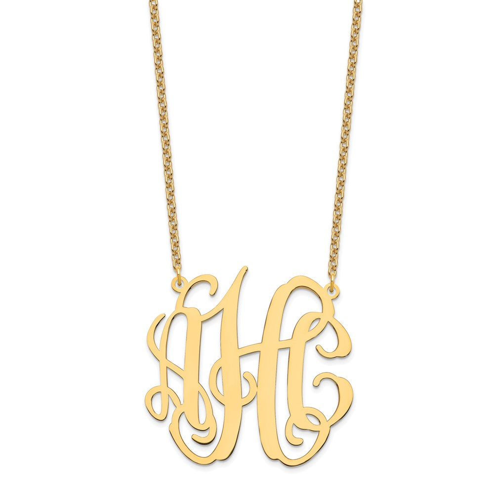Gold Plated Sterling Silver/Gold Large Monogram Necklace
