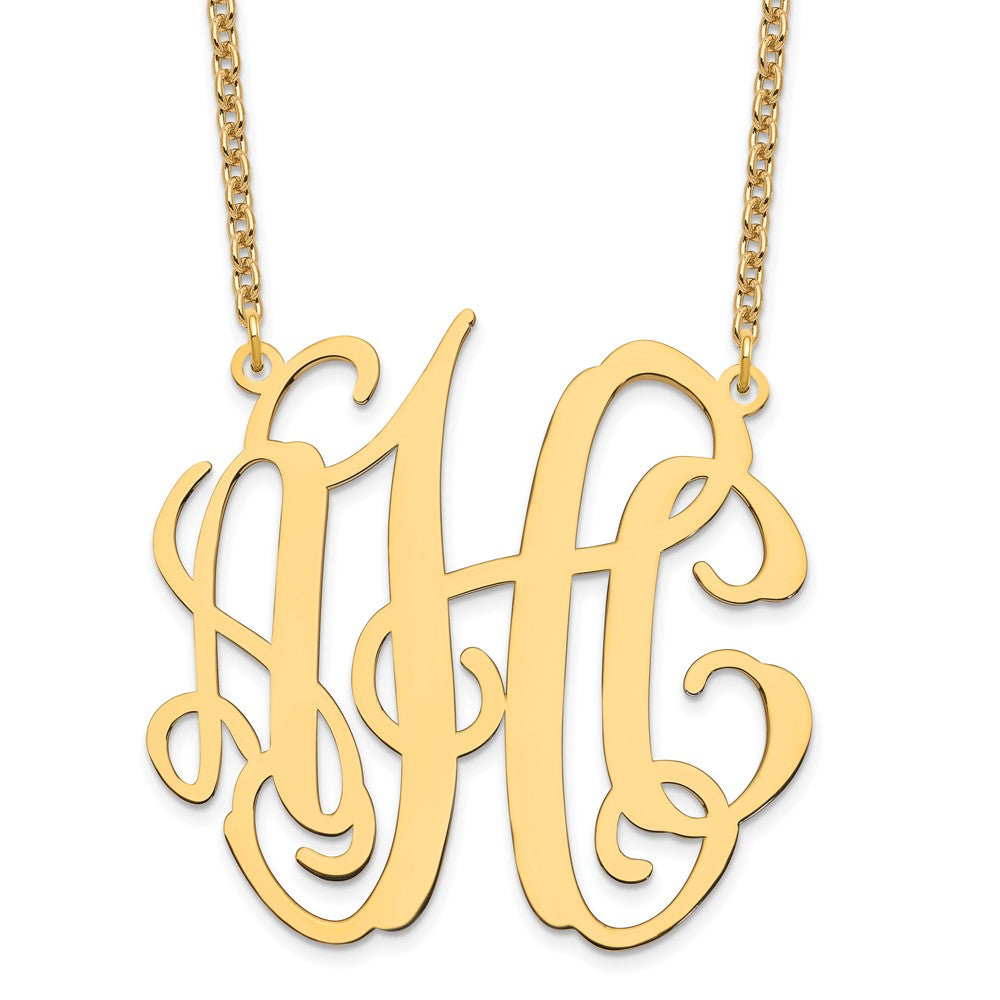 Gold Plated Sterling Silver/Gold Large Monogram Necklace