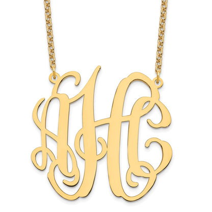 Gold Plated Sterling Silver/Gold Large Monogram Necklace