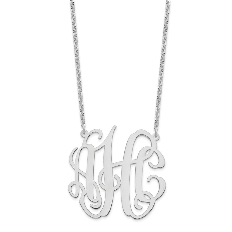 Sterling Silver Silver/Rhodium Plated Large Monogram Necklace