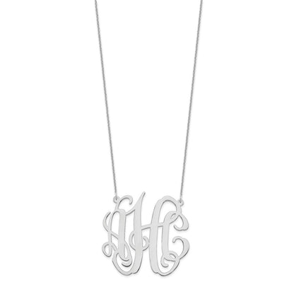 14K White Gold Large Monogram Necklace