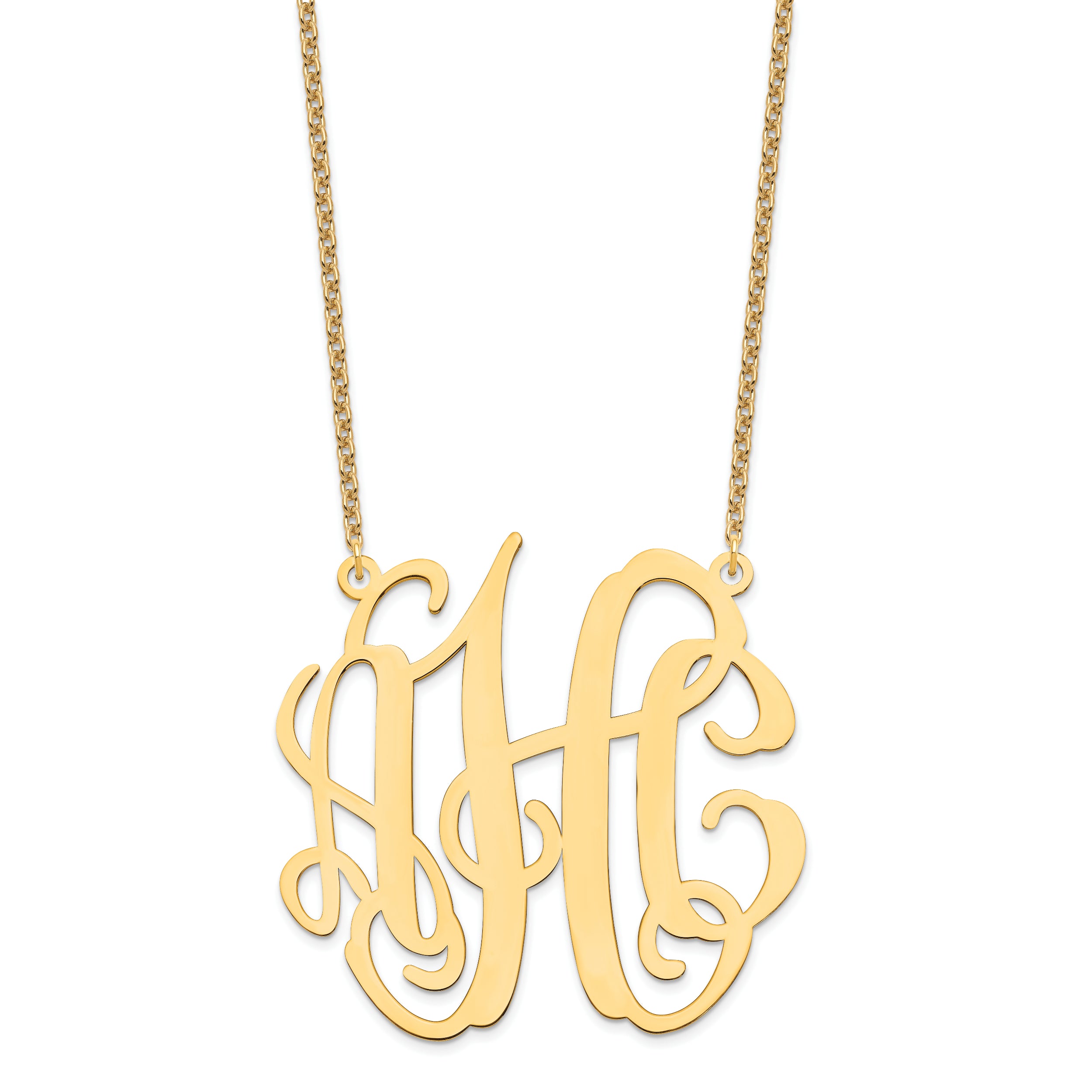 Gold Plated Sterling Silver/Gold Large Monogram Necklace