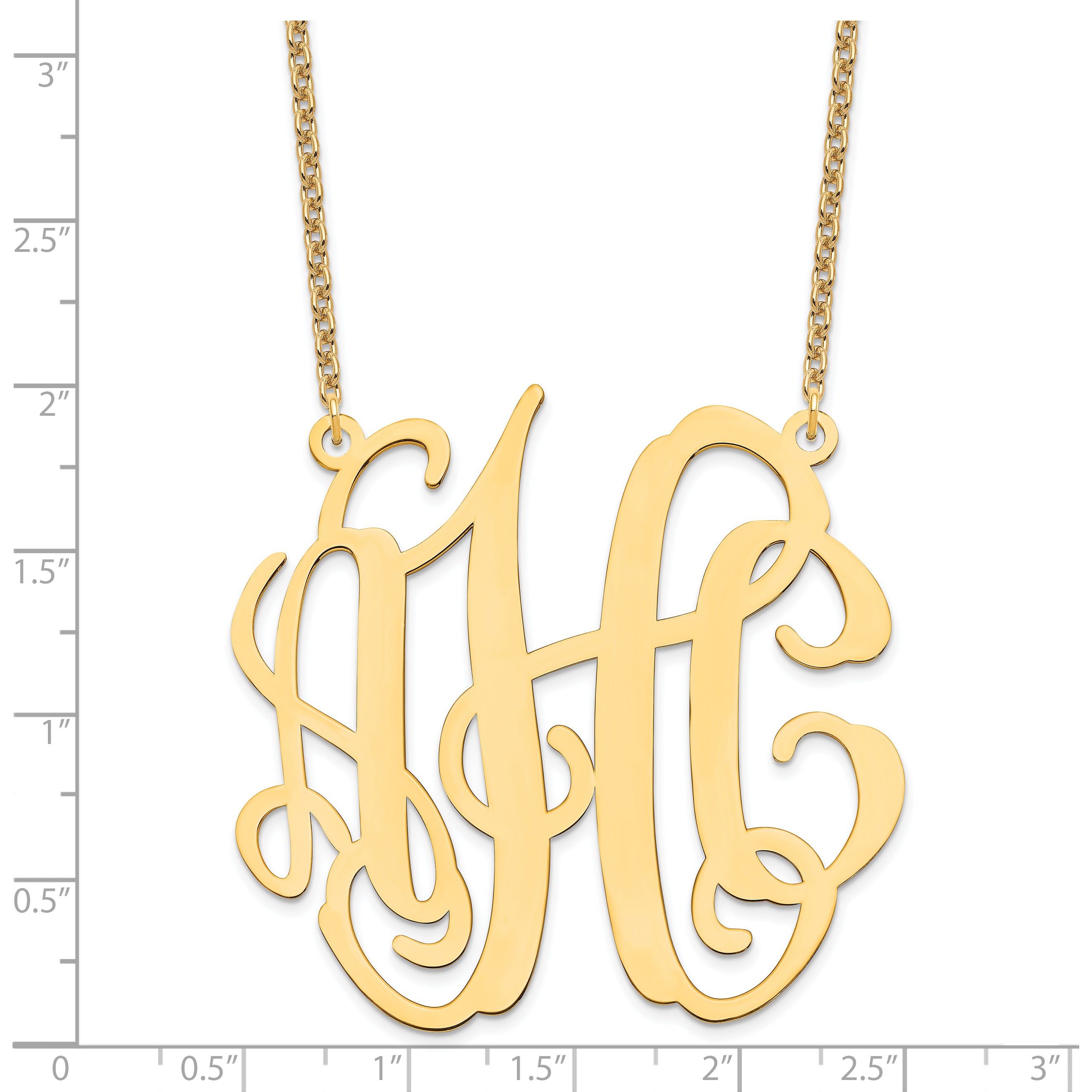 Gold Plated Sterling Silver/Gold Large Monogram Necklace