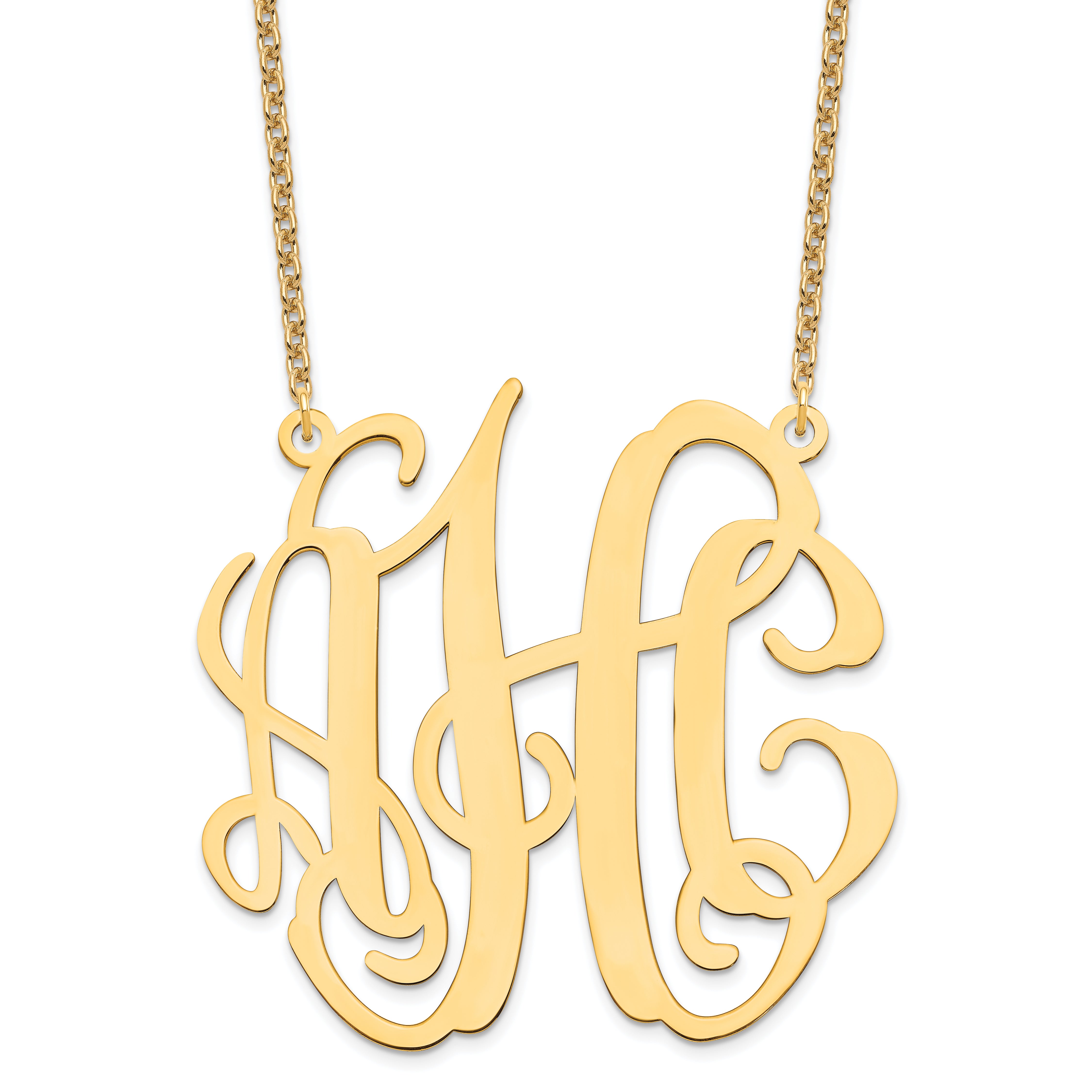 Gold Plated Sterling Silver/Gold Large Monogram Necklace