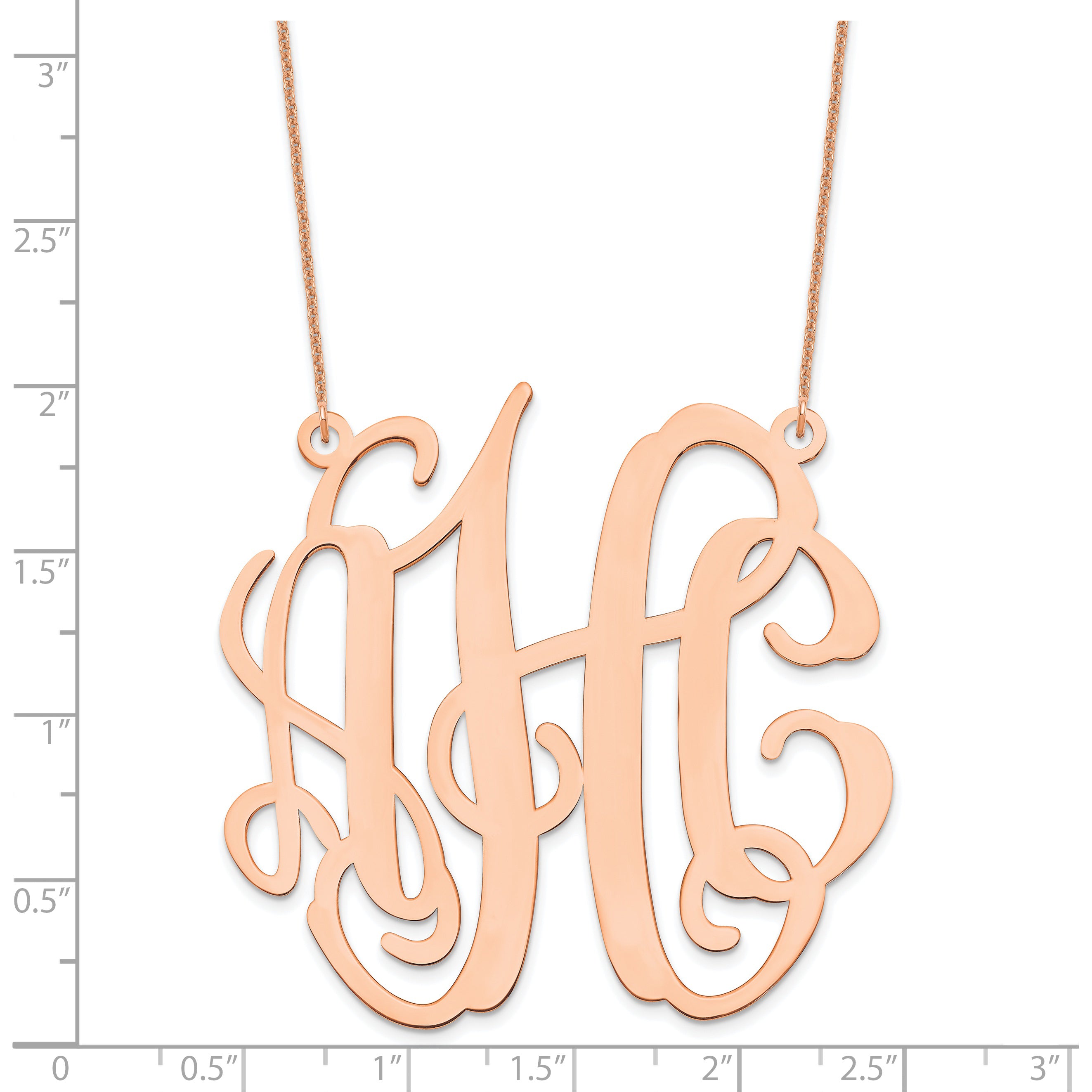 14K Rose Gold Large Monogram Necklace