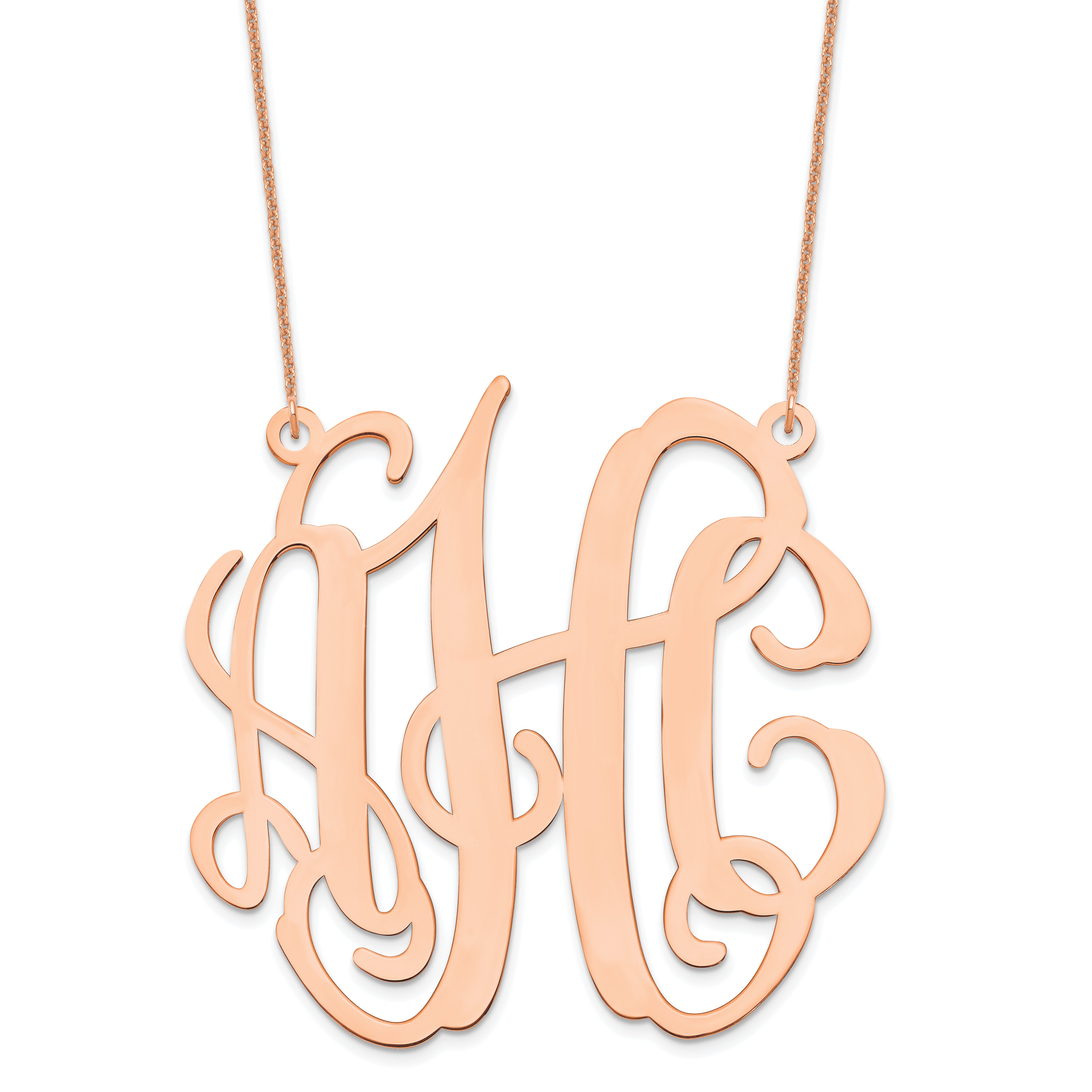 14K Rose Gold Large Monogram Necklace