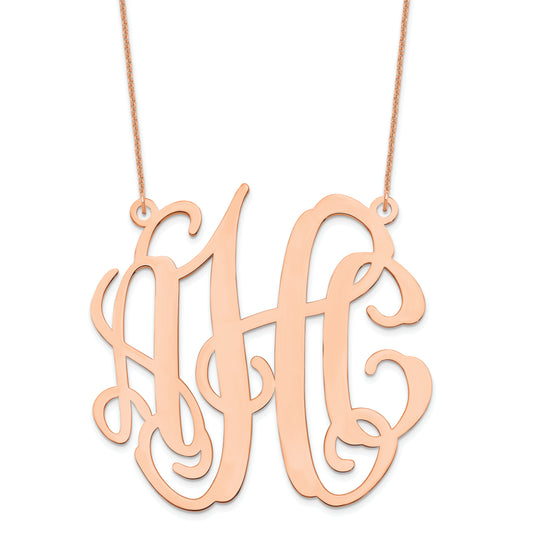14K Rose Gold Large Monogram Necklace
