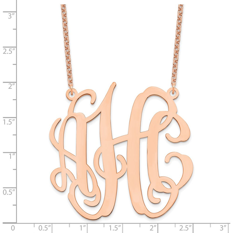 Rose Plated Sterling Silver/Rose Large Monogram Necklace