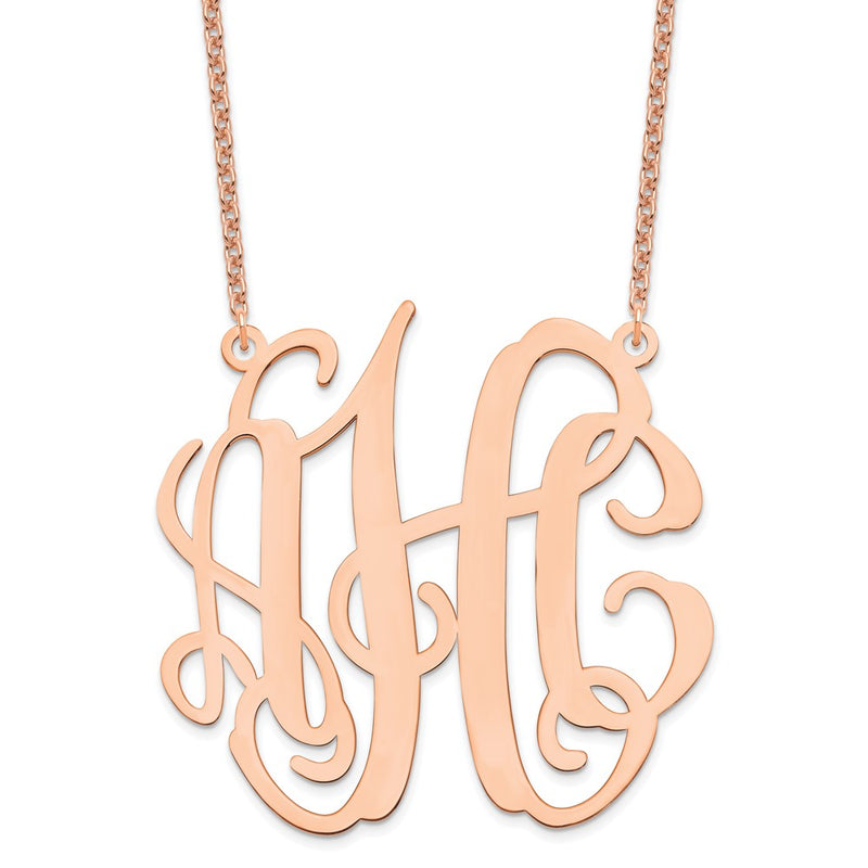 Rose Plated Sterling Silver/Rose Large Monogram Necklace
