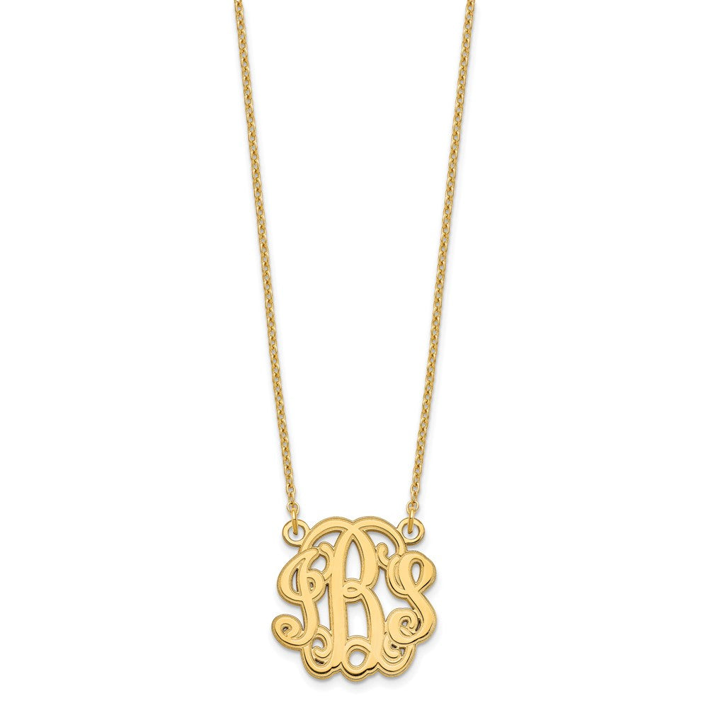 Gold Plated Sterling Silver/Gold Etched Monogram Necklace