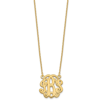 Gold Plated Sterling Silver/Gold Etched Monogram Necklace