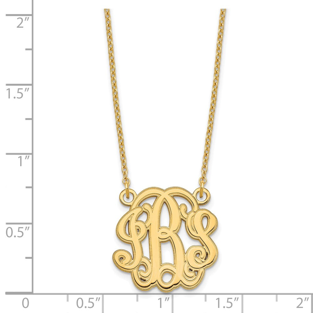 Gold Plated Sterling Silver/Gold Etched Monogram Necklace