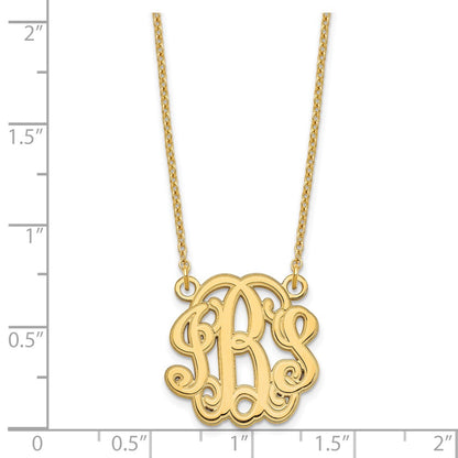 Gold Plated Sterling Silver/Gold Etched Monogram Necklace