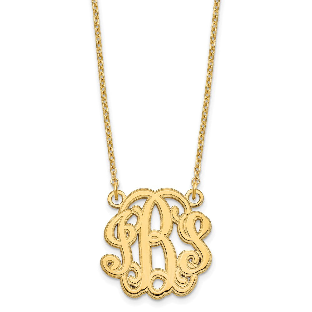 Gold Plated Sterling Silver/Gold Etched Monogram Necklace