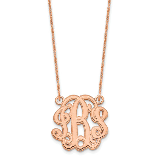 14K Rose Gold Etched Monogram Necklace