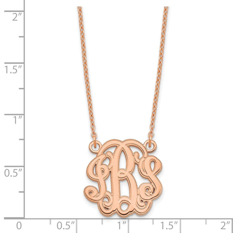 Rose Plated Sterling Silver/Rose Etched Monogram Necklace